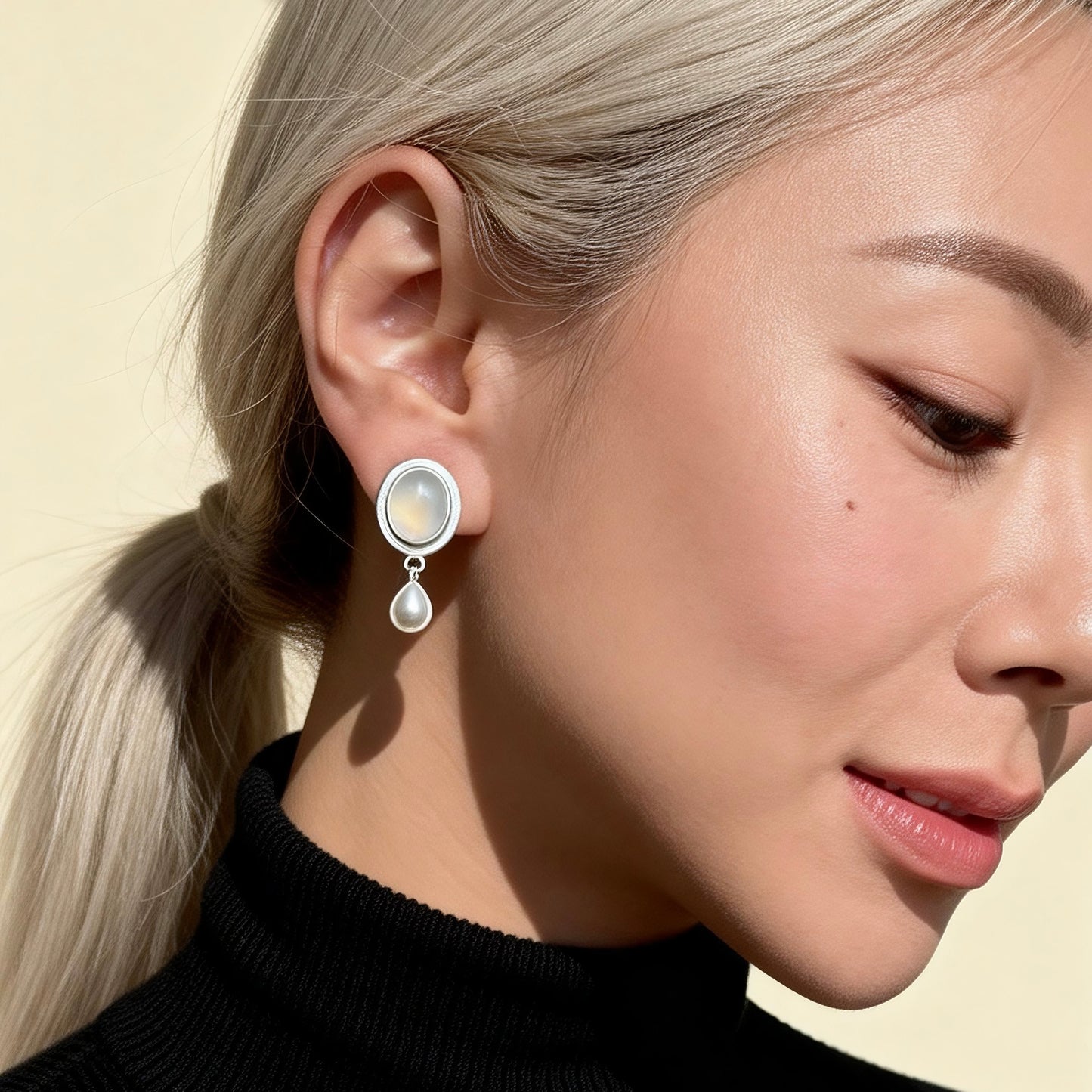 White Agate Drop Earrings