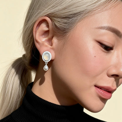 White Agate Drop Earrings