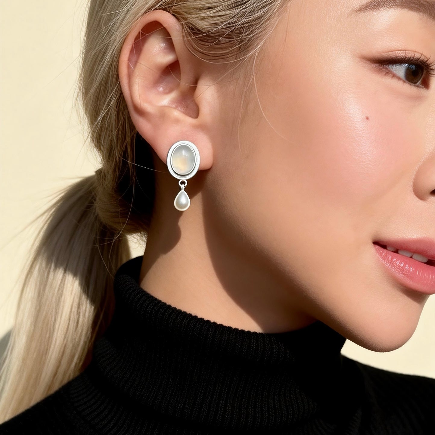 White Agate Drop Earrings