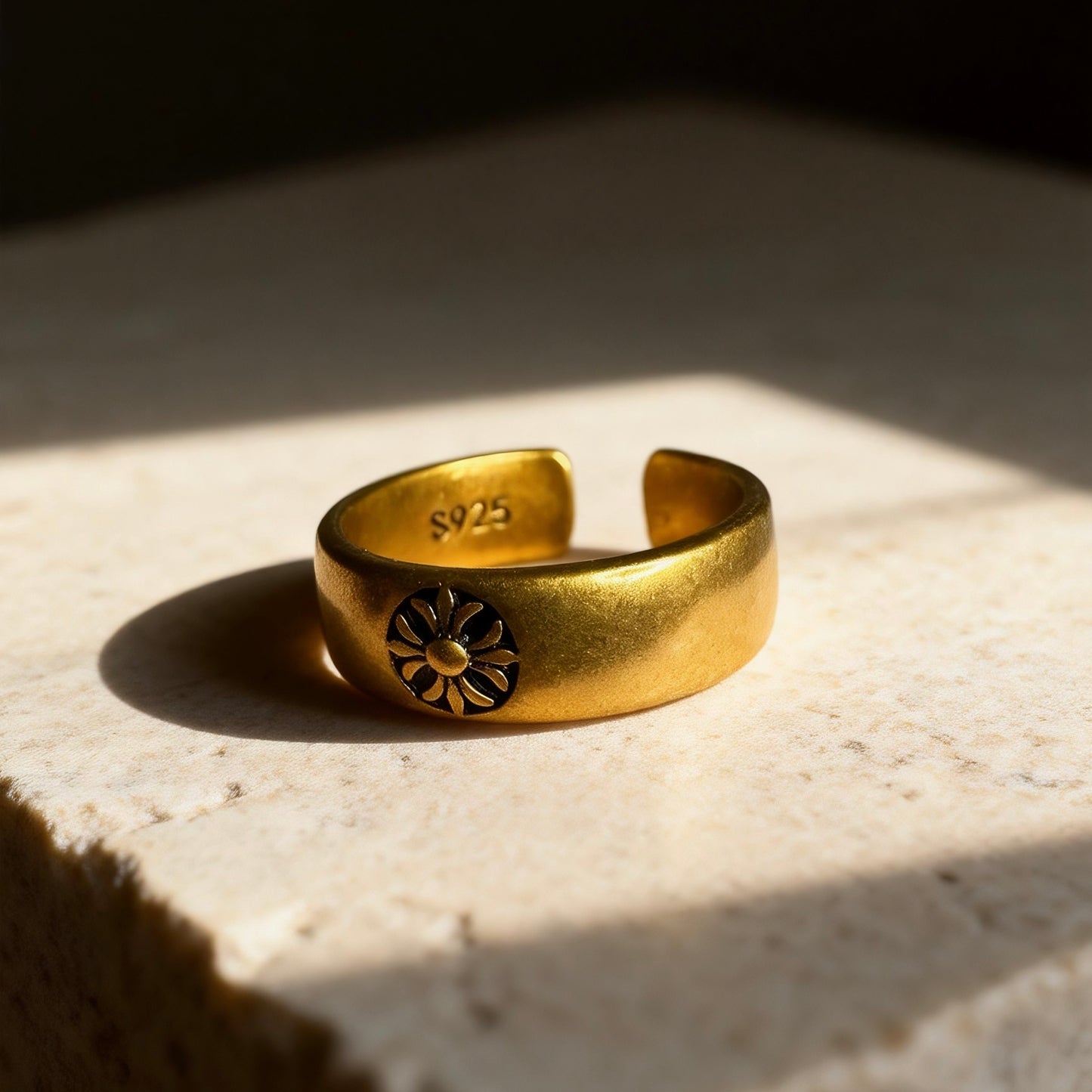 Sun Motif Silver Ring