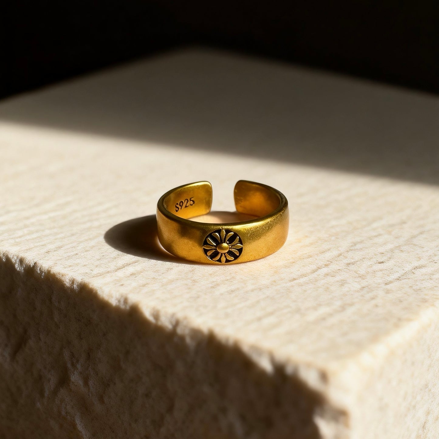 Sun Motif Silver Ring