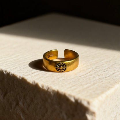 Sun Motif Silver Ring