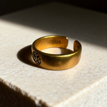 Sun Motif Silver Ring