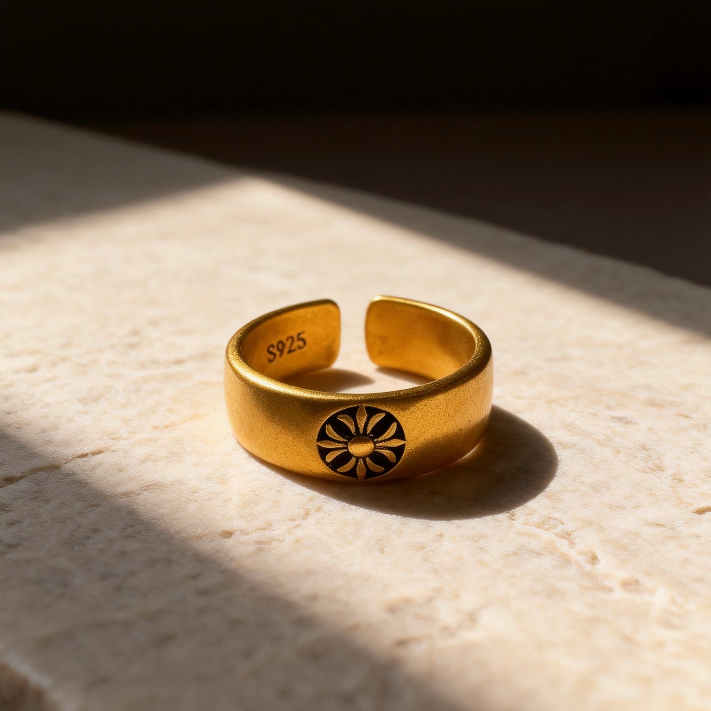 Sun Motif Silver Ring