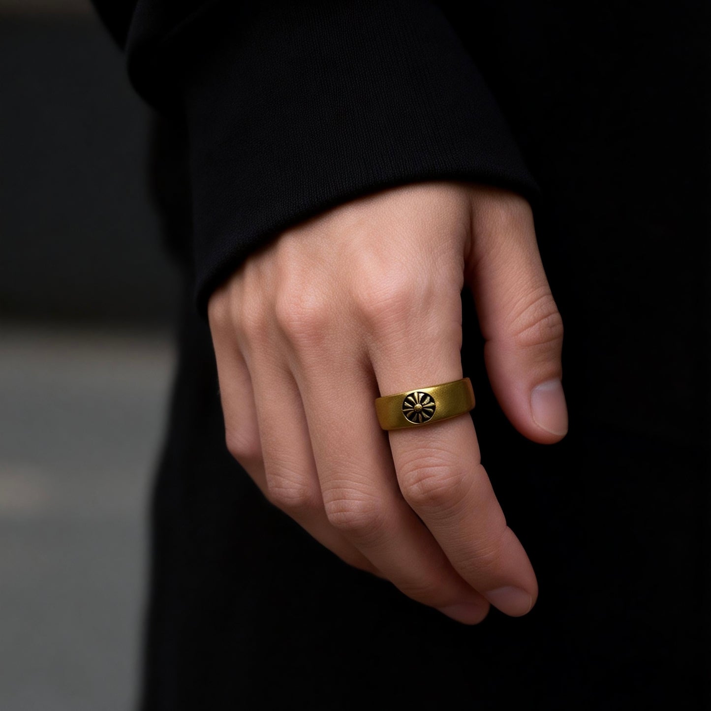 Sun Motif Silver Ring