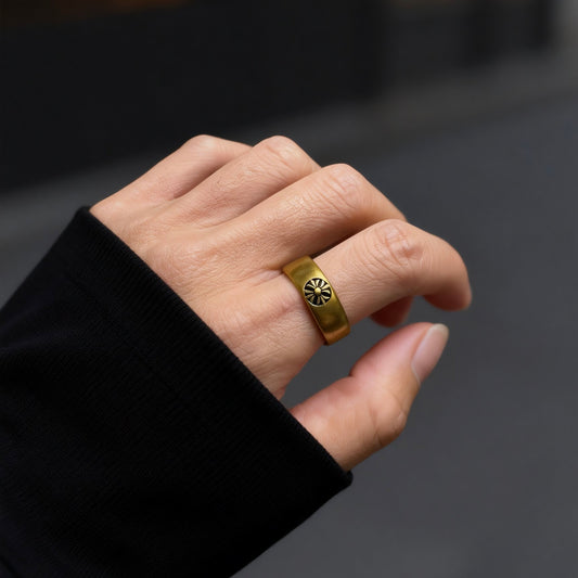 Sun Motif Silver Ring