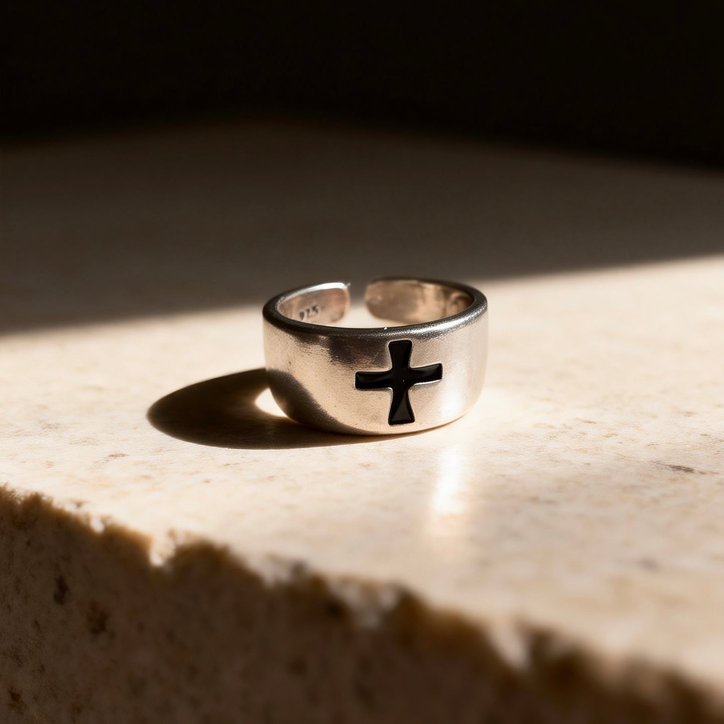 Cross Silver Band Ring