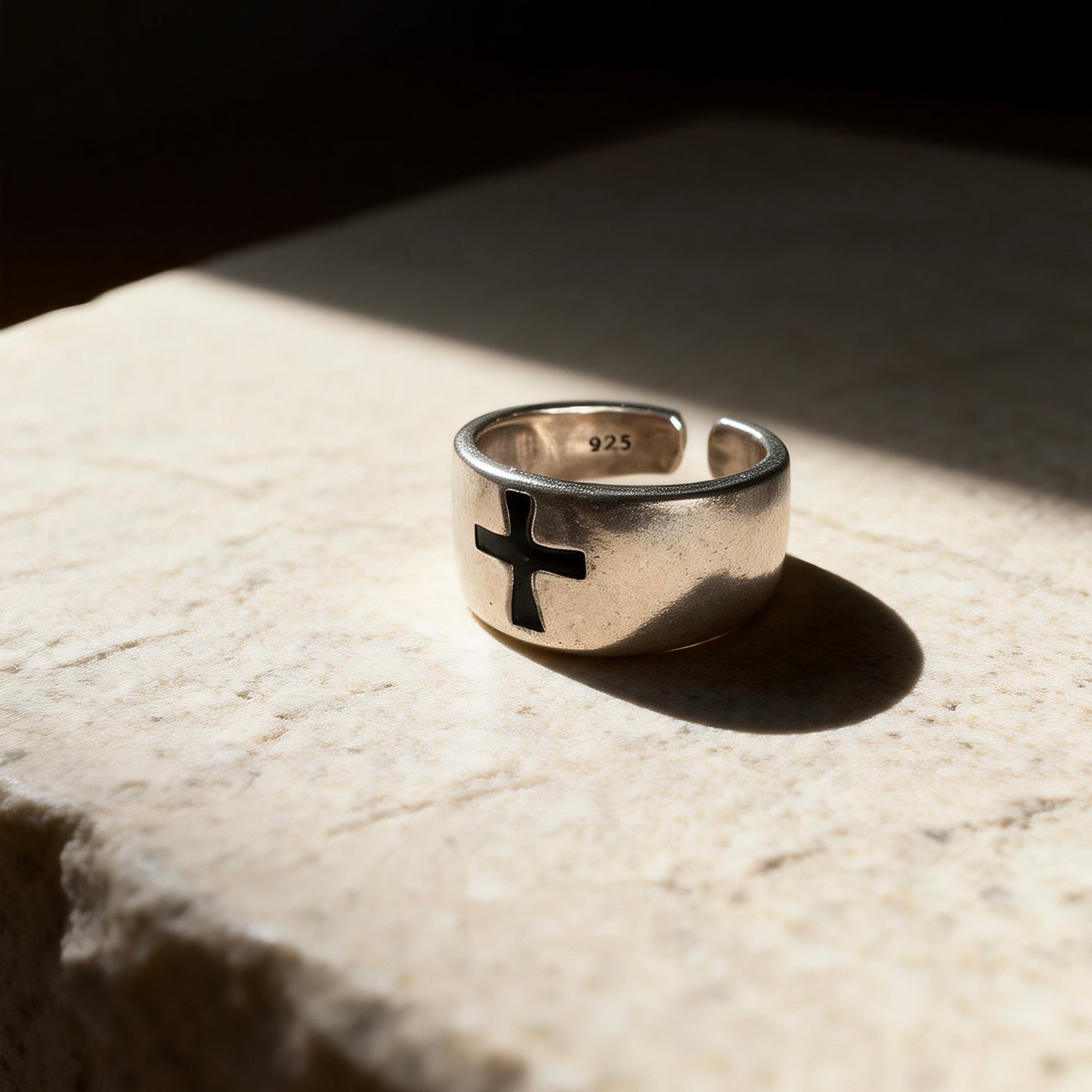 Cross Silver Band Ring