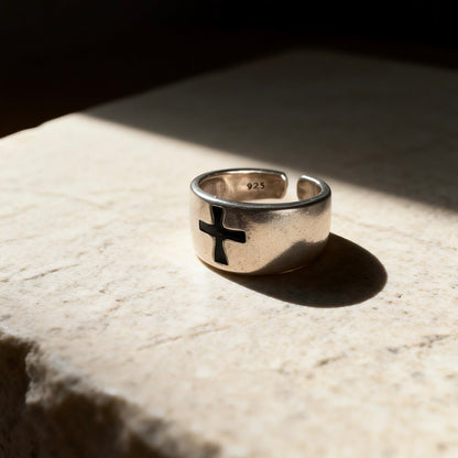 Cross Silver Band Ring