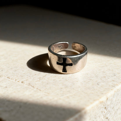 Cross Silver Band Ring