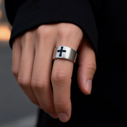 Cross Silver Band Ring