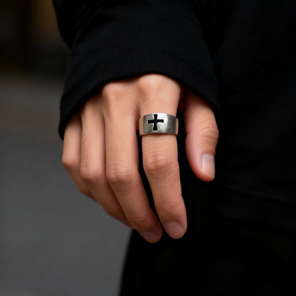 Cross Silver Band Ring
