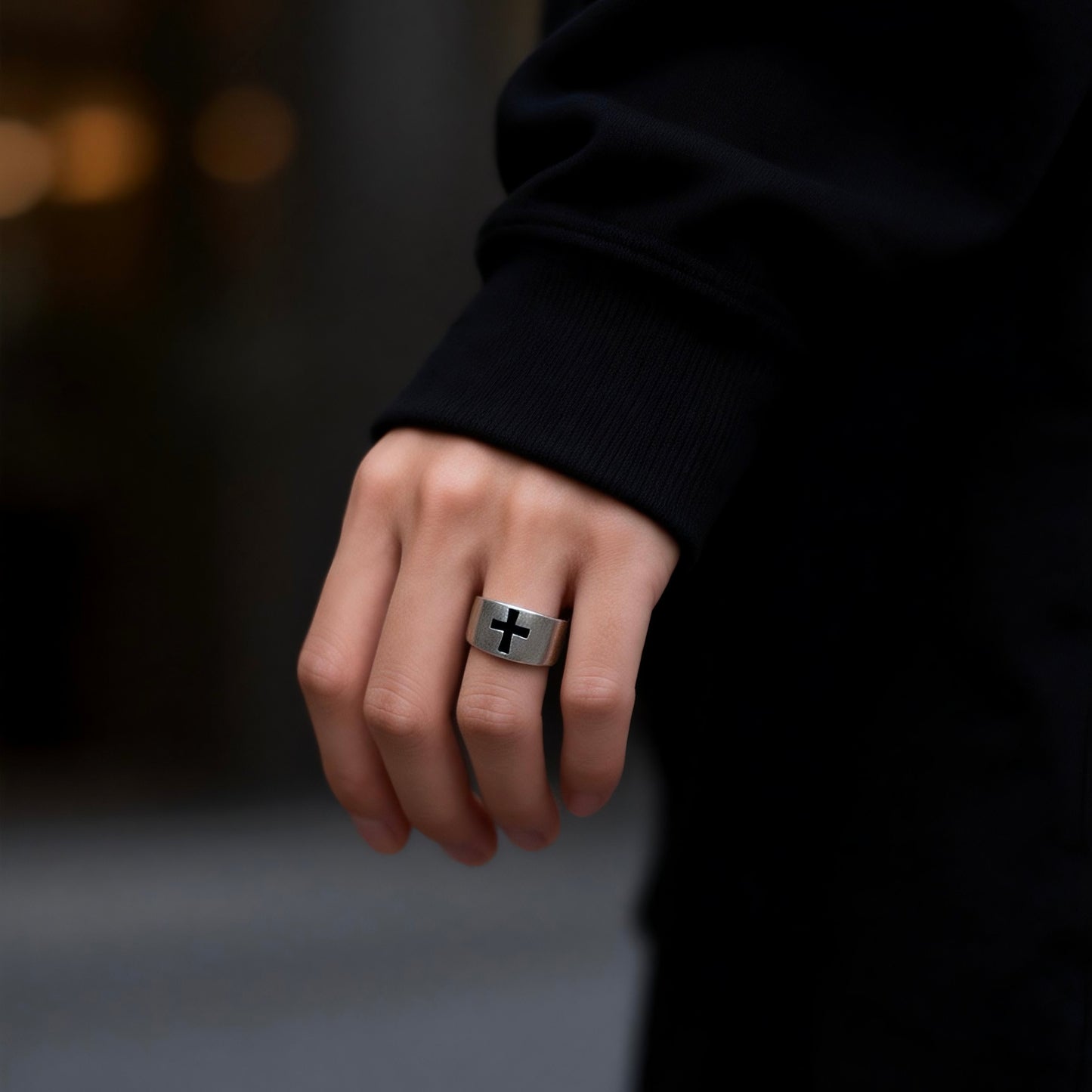 Cross Silver Band Ring