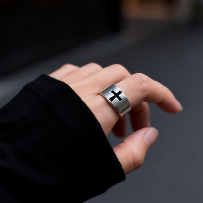 Cross Silver Band Ring