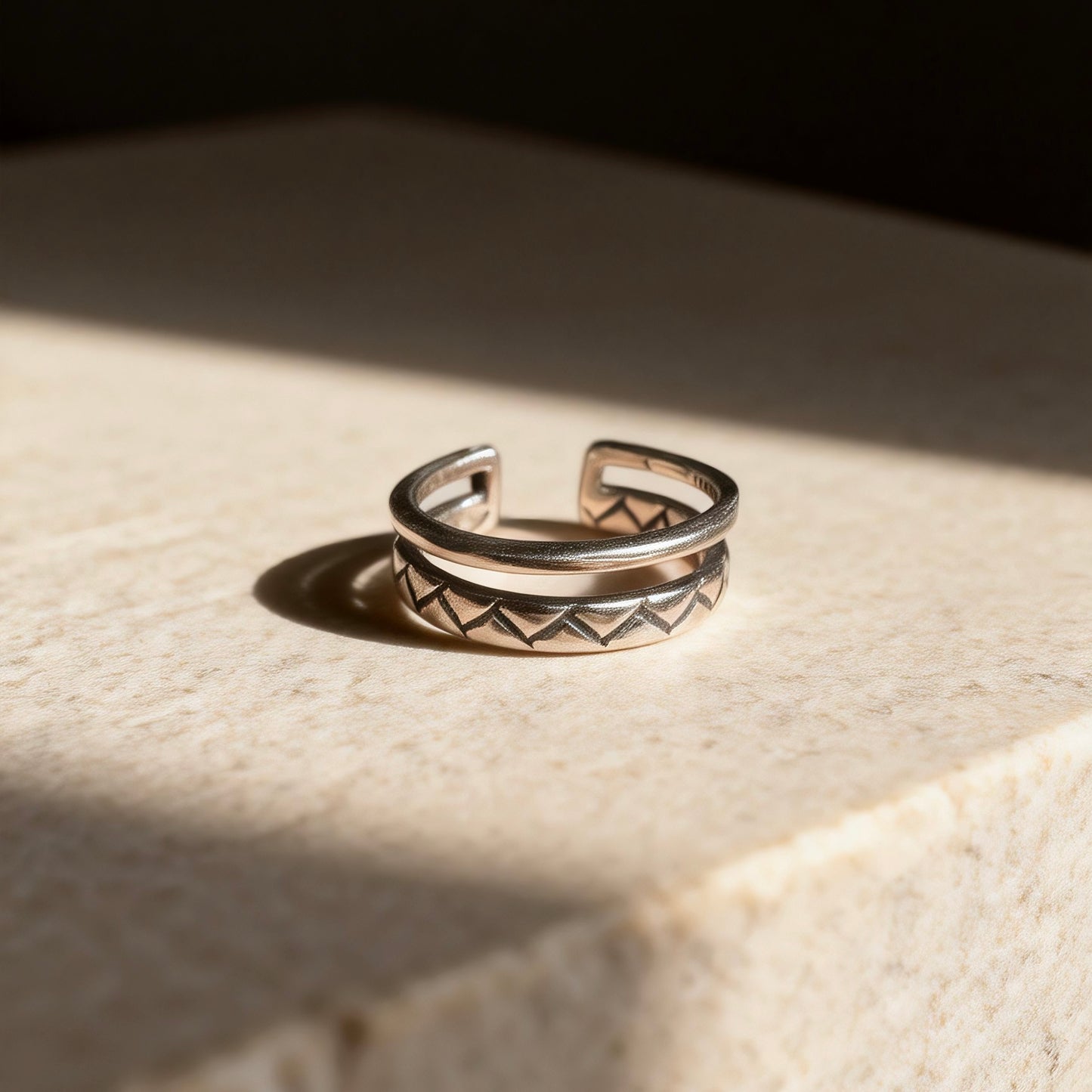 Geometric Double Silver Ring