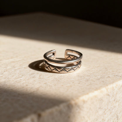 Geometric Double Silver Ring