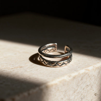 Geometric Double Silver Ring