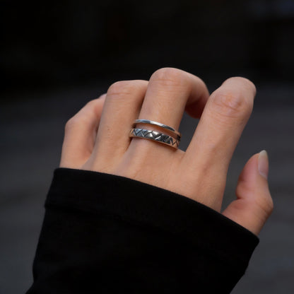 Geometric Double Silver Ring