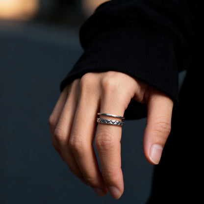 Geometric Double Silver Ring
