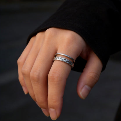 Geometric Double Silver Ring