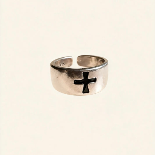 Cross Silver Band Ring