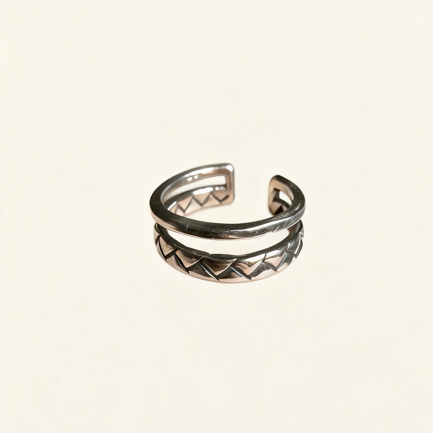 Geometric Double Silver Ring