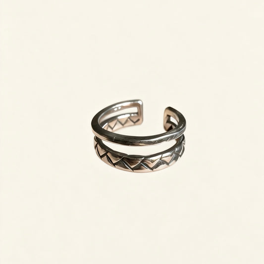 Geometric Double Silver Ring