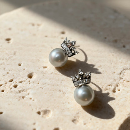 Crown Pearl Stud Earrings