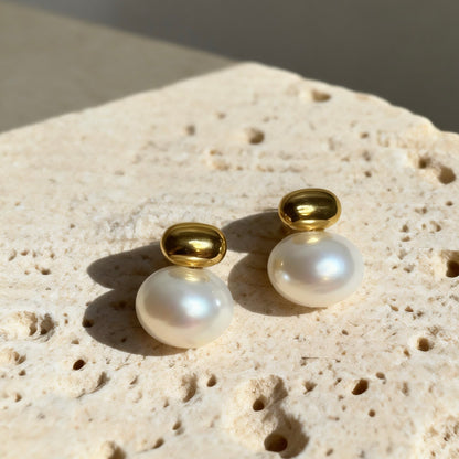Gold Pearl Stud Earrings