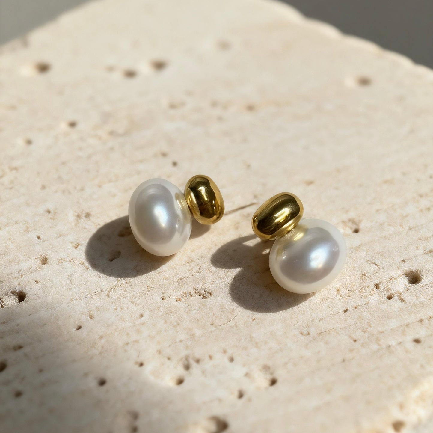 Gold Pearl Stud Earrings