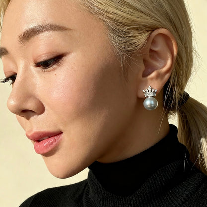 Crown Pearl Stud Earrings