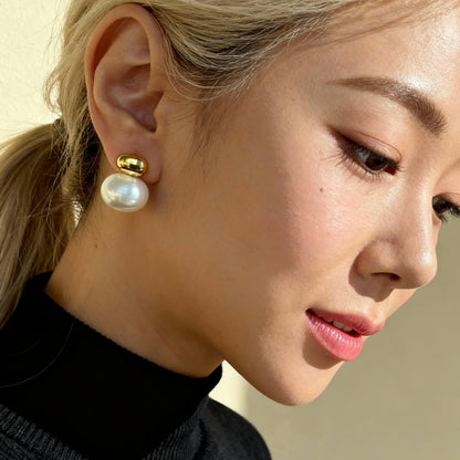 Gold Pearl Stud Earrings
