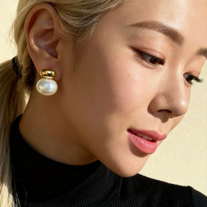 Gold Pearl Stud Earrings