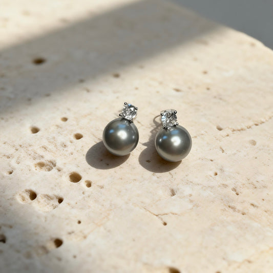 Grey Pearl Stud Earrings