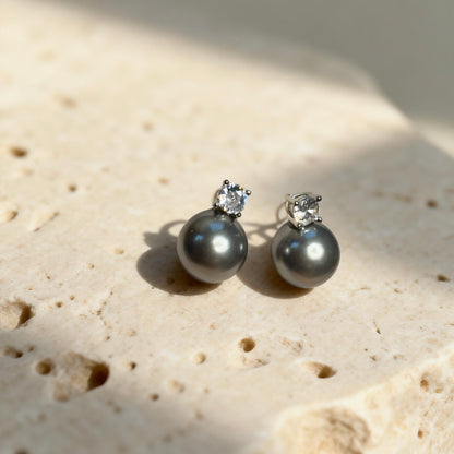 Grey Pearl Stud Earrings