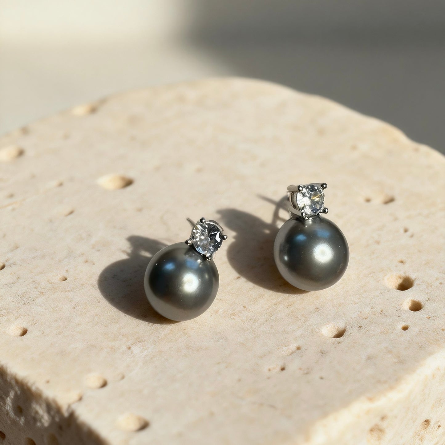 Grey Pearl Stud Earrings