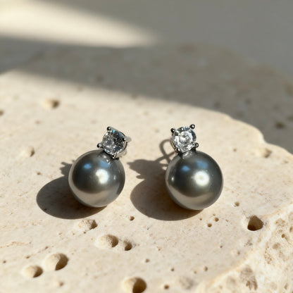 Grey Pearl Stud Earrings