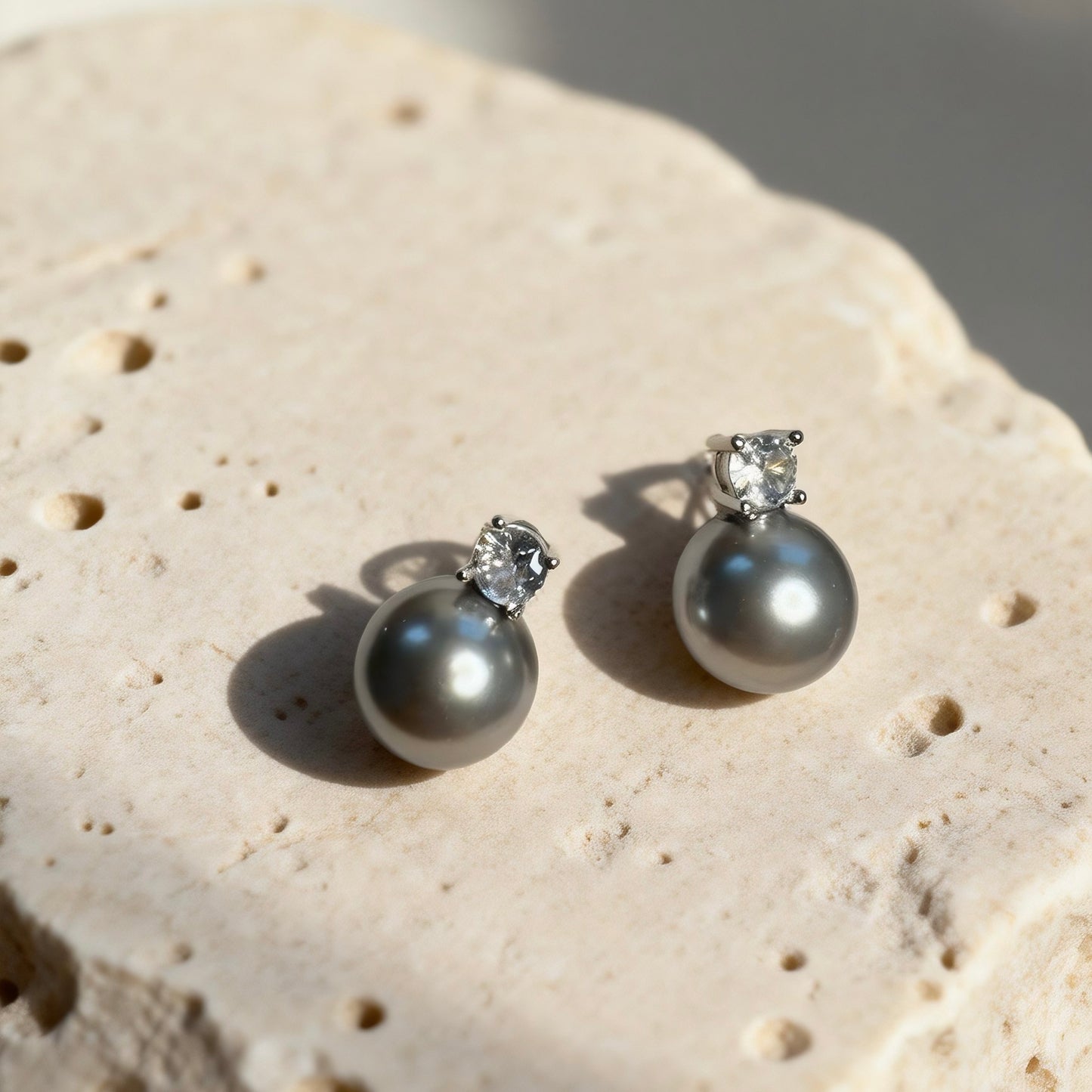 Grey Pearl Stud Earrings