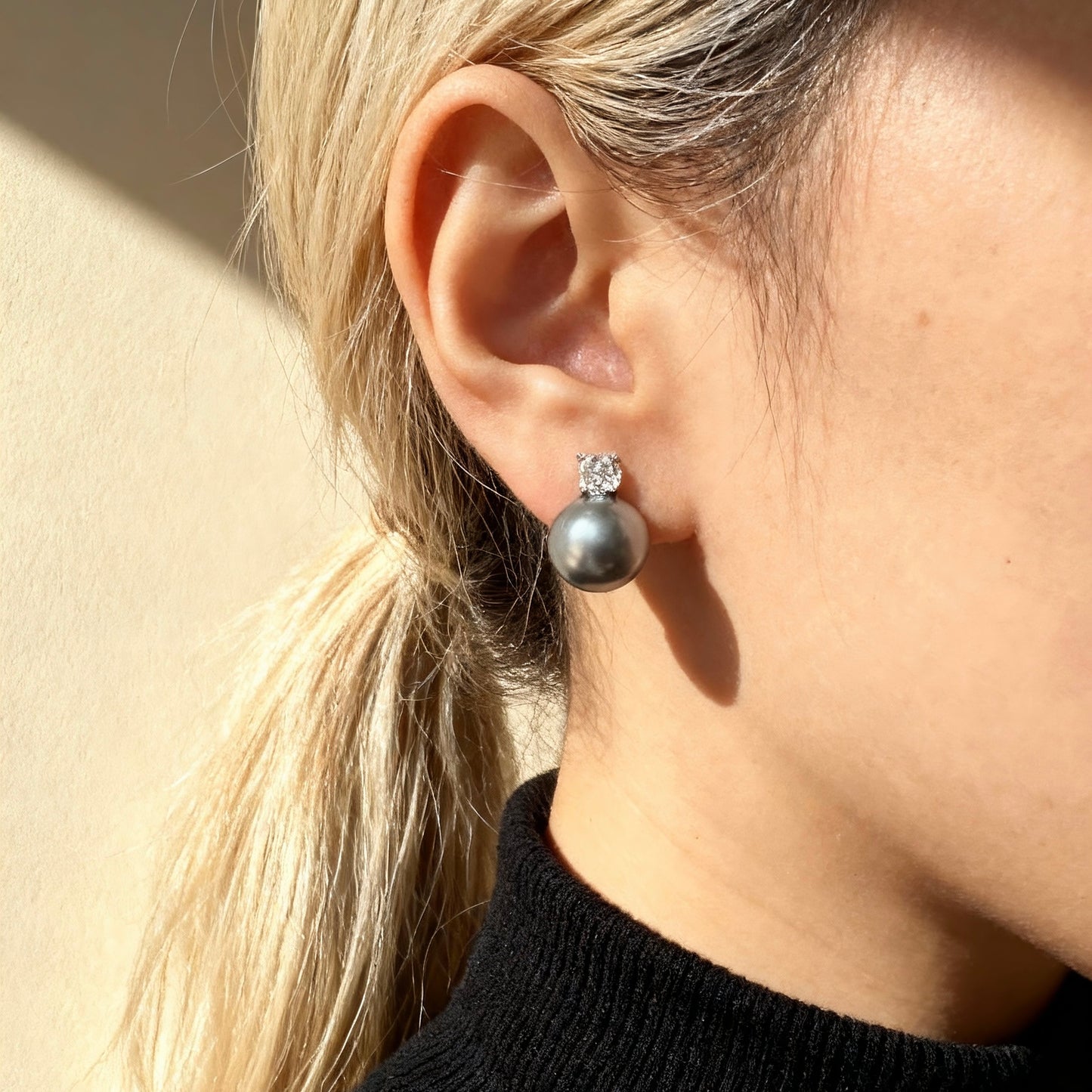 Grey Pearl Stud Earrings