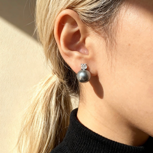 Grey Pearl Stud Earrings