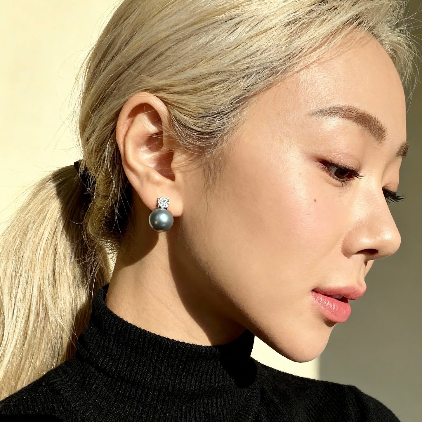 Grey Pearl Stud Earrings