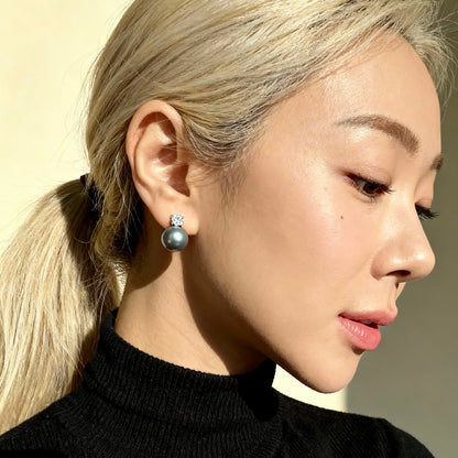 Grey Pearl Stud Earrings