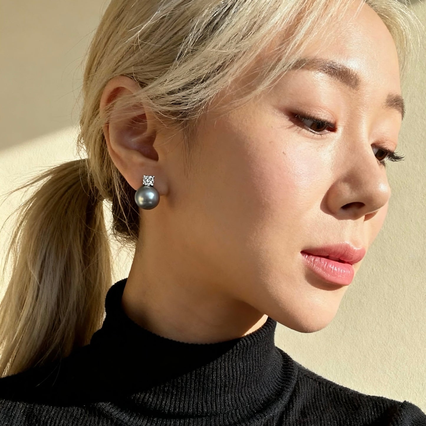 Grey Pearl Stud Earrings