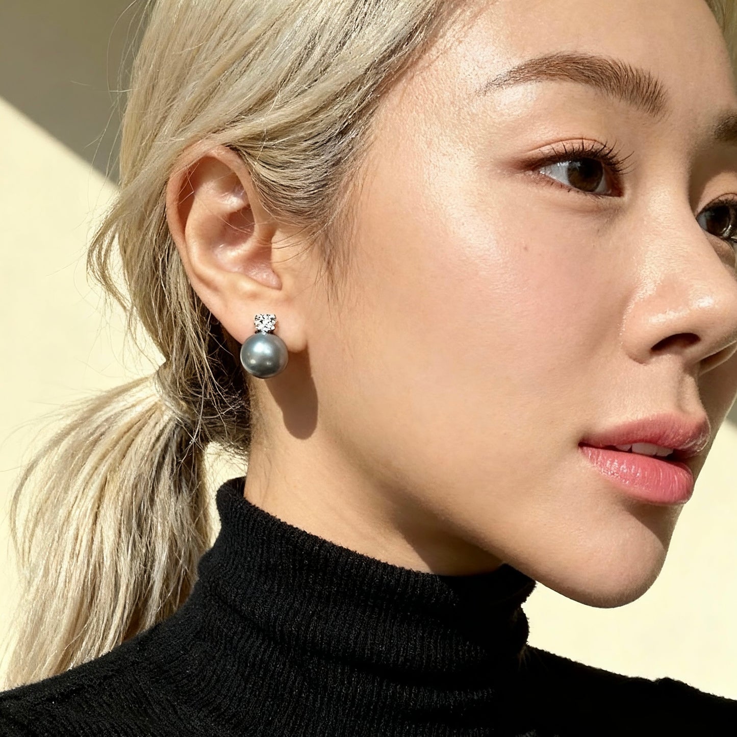 Grey Pearl Stud Earrings