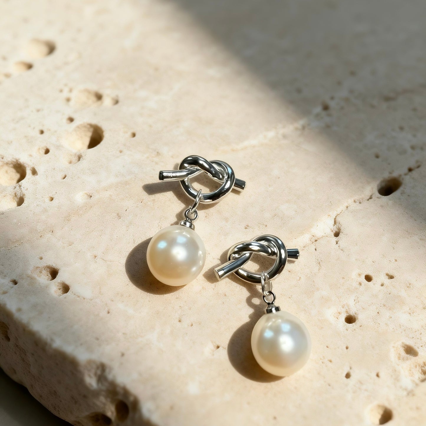 Knot Pearl Drop Earrings