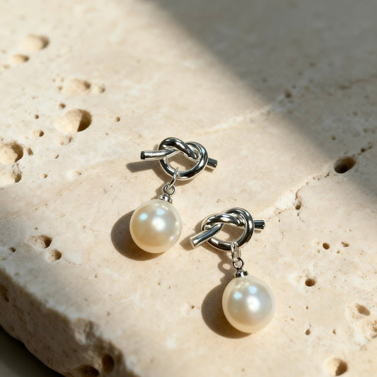 Knot Pearl Drop Earrings