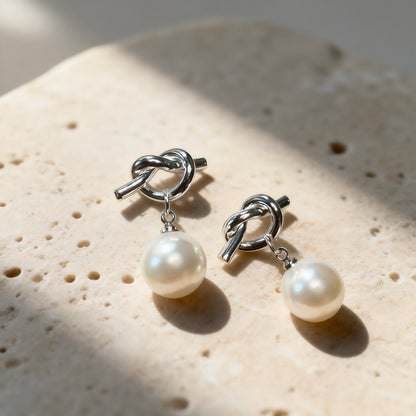 Knot Pearl Drop Earrings