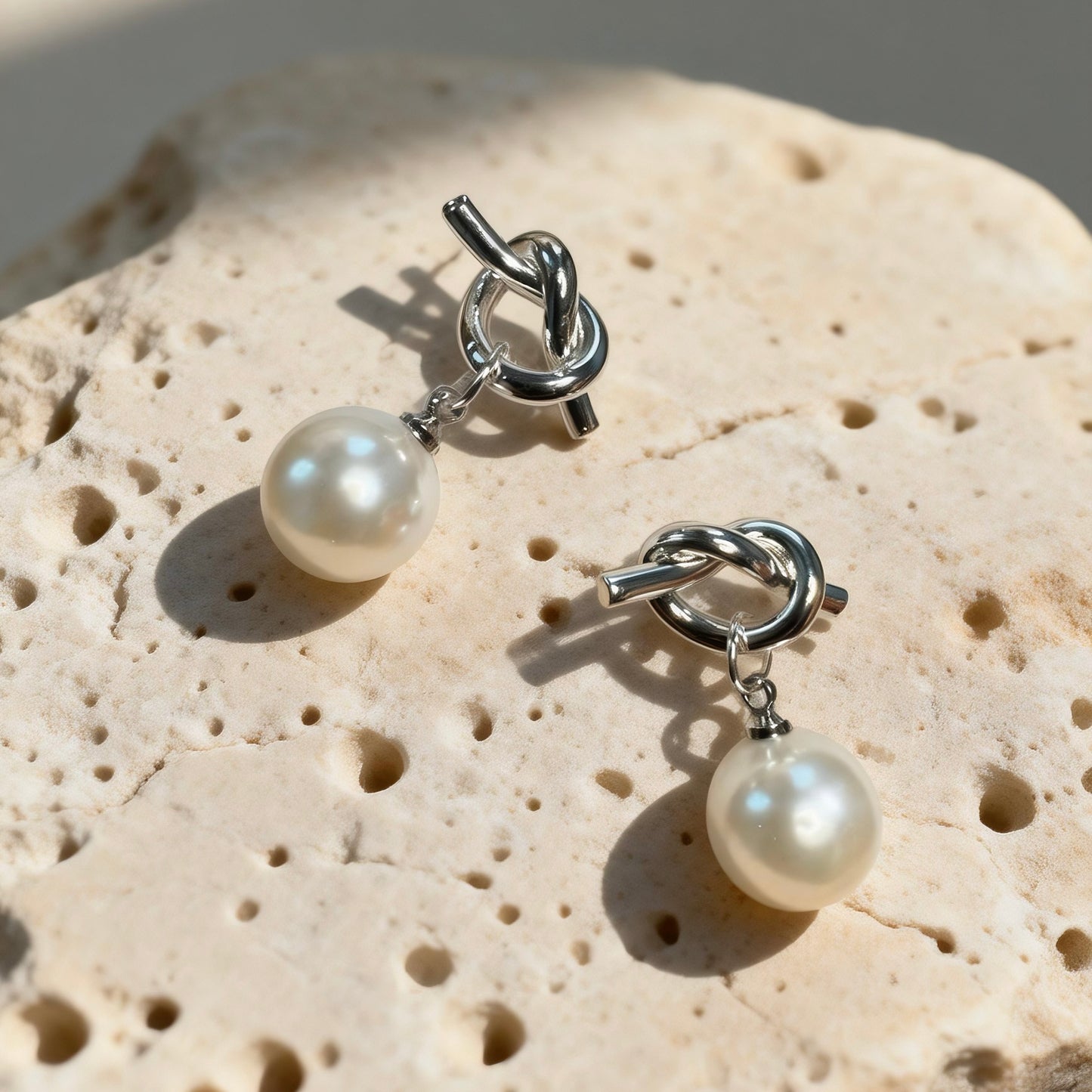 Knot Pearl Drop Earrings