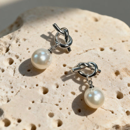 Knot Pearl Drop Earrings