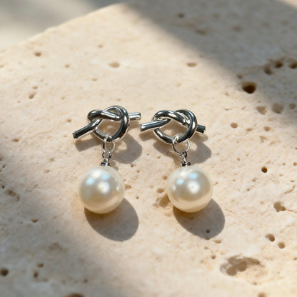 Knot Pearl Drop Earrings